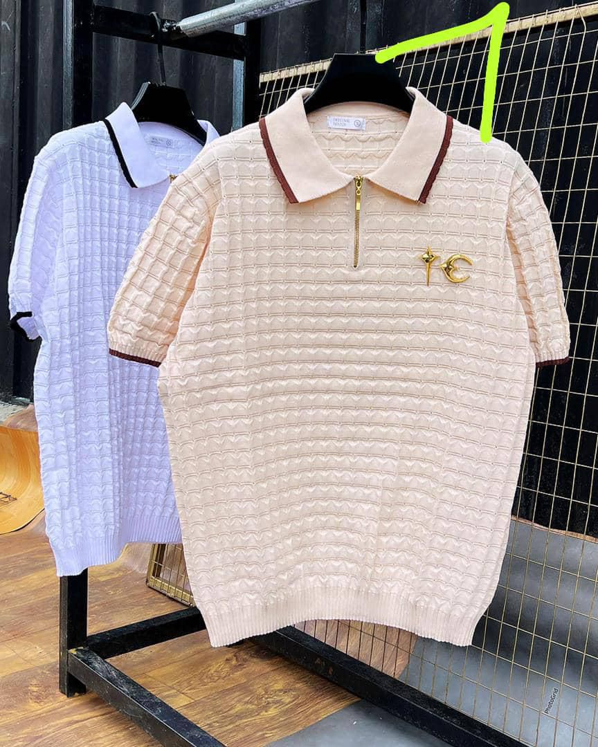 Premium Men's Striped Knit Polo Shirt